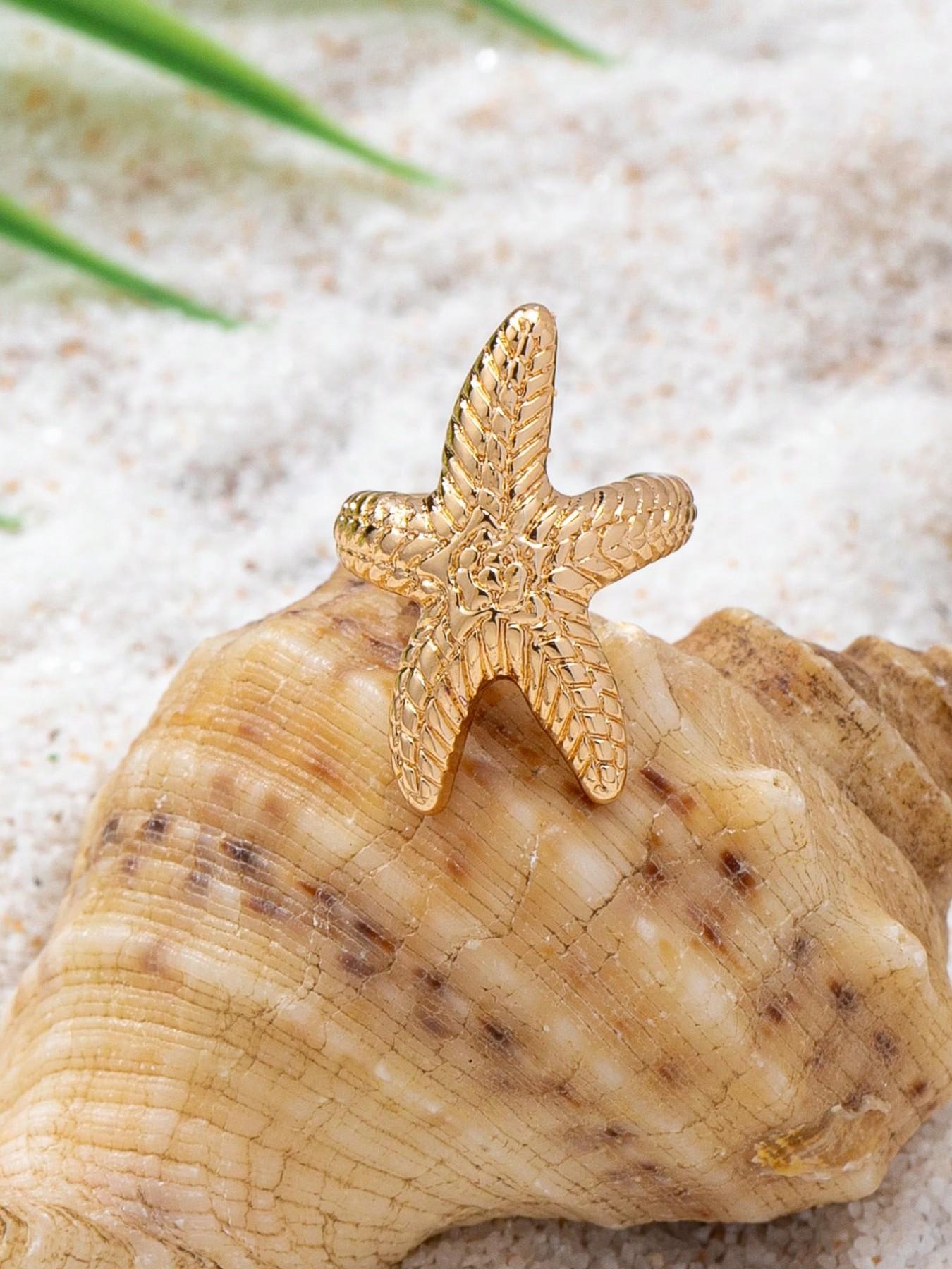 1pc Starfish Ear Cuff, Ocean Theme Ear Clip Earrings For Women, Marine Life Starfish Clip-On Earrings Suitable For Beach Holiday Outfits