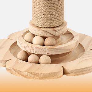 Cute Design Cat Tree Tower for Indoor Cats with Interactive Dangling Balls, Jungle Paradise Design, Scratching Post & Tropical Decor