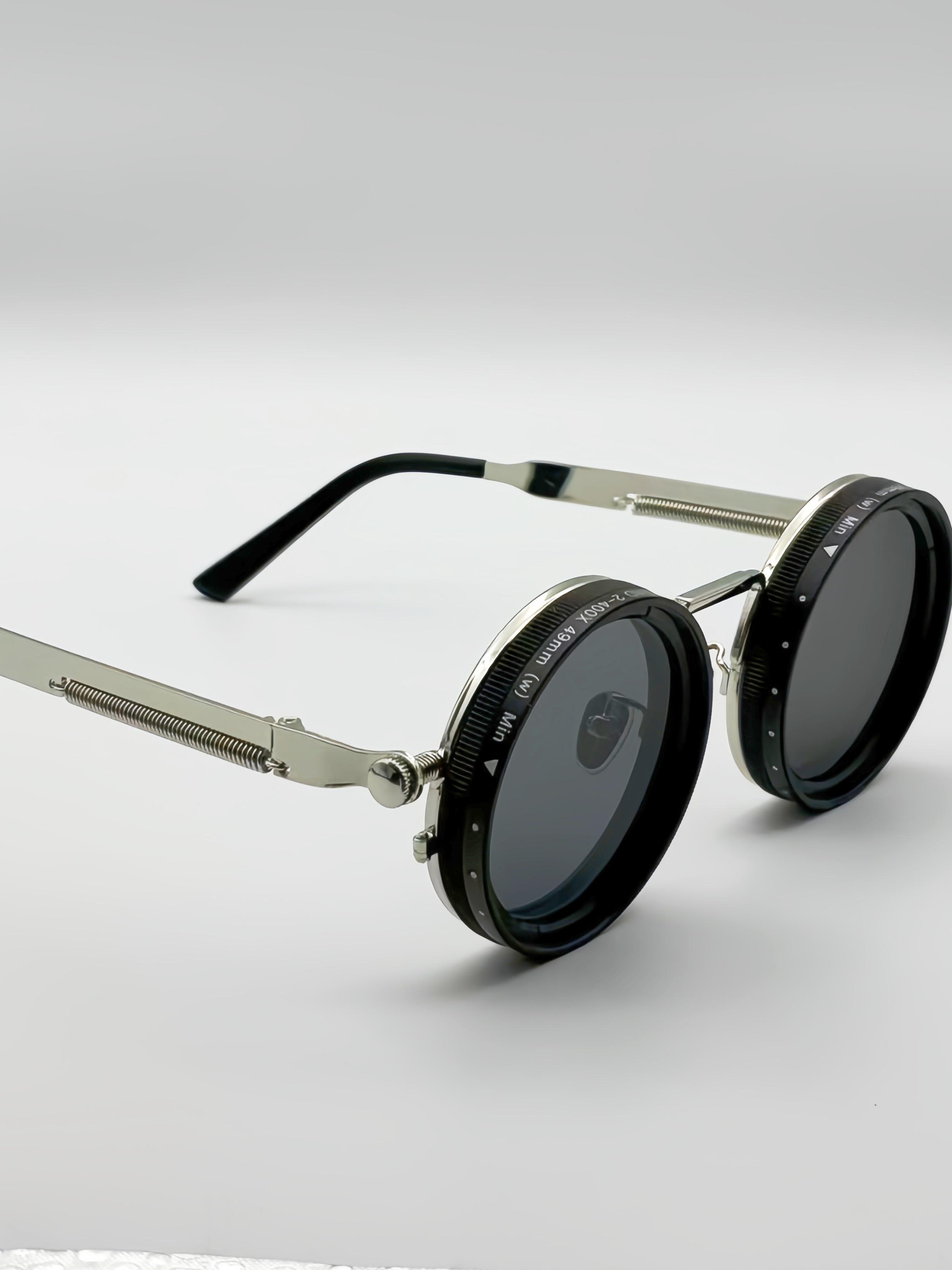 Steampunk Round Adjustable Rotating Aluminum Magnesium Lenses, Fashion Glasses Unisex Polarized Colors Adjustable, All Seasons