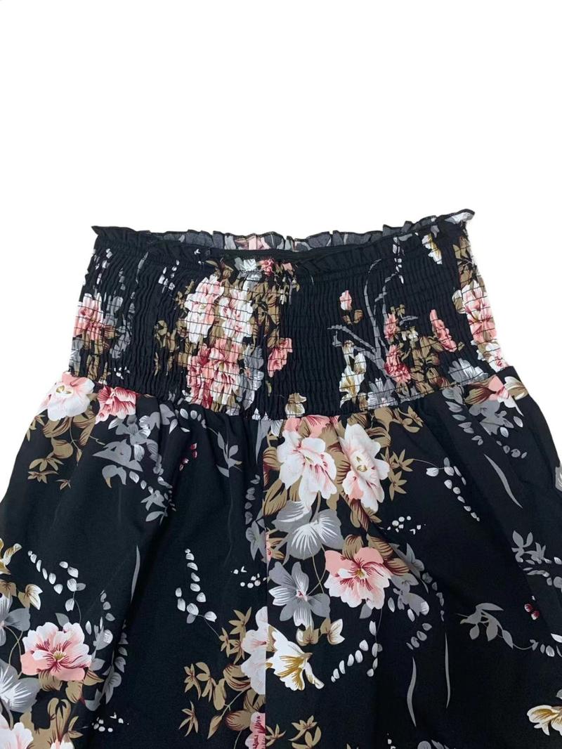 Women's Floral Print Pants, Boho Casual Comfy Loose Wideleg Trousers for Holiday Vacation Daily Wear, Women Bottoms for Summer, Vibrant Pants Women, Loose Legged Pants, Slouchy Palazzo Pants, Flowy Wide Leg