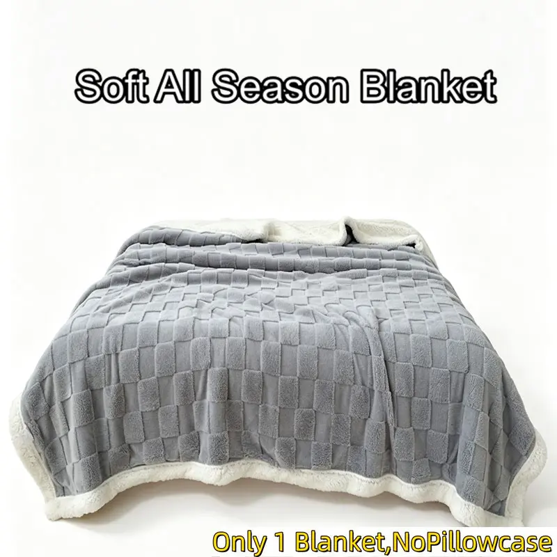 Plaid Flannel Blanket, Double Suede Warm and Comfortable, Soft and Fluffy, Ideal for Bedrooms, Sofas, Offices, Outdoors, Family Gifts