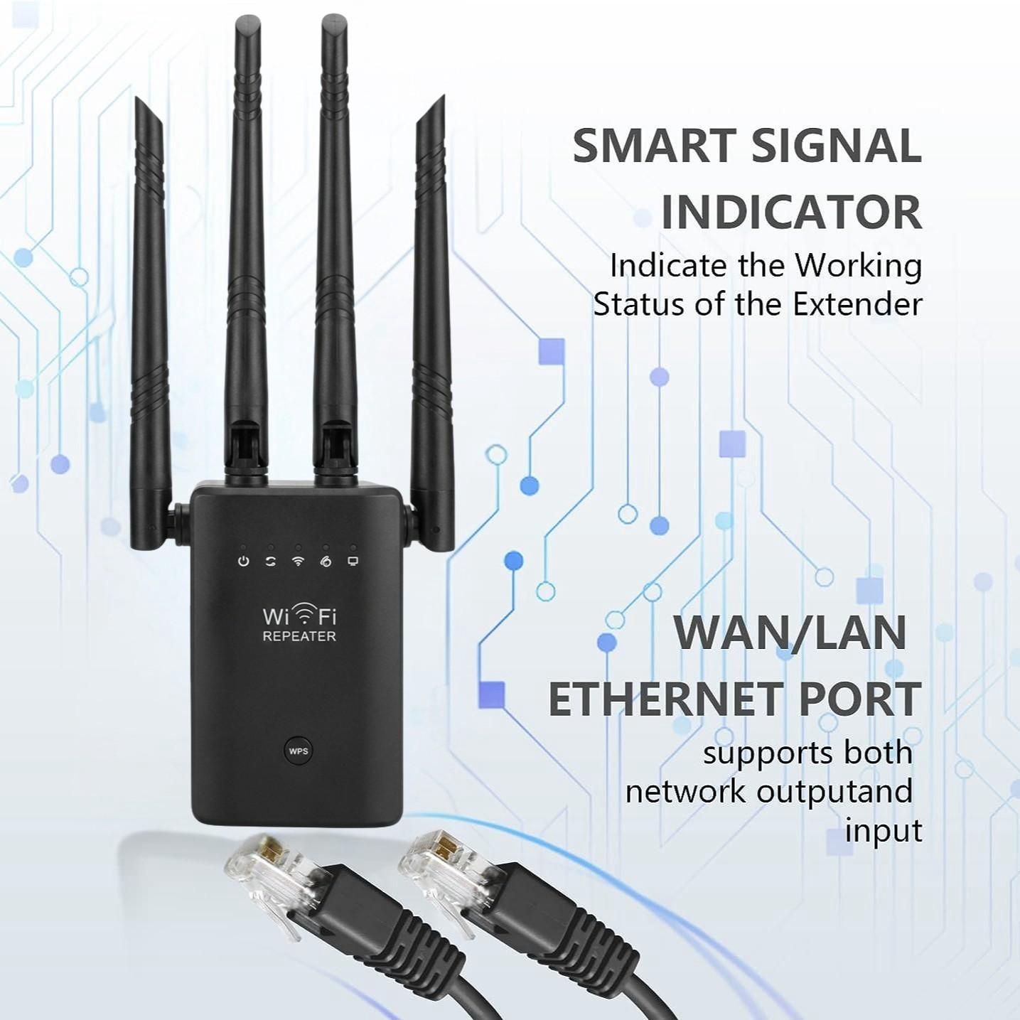 WiFi Extender, Enterbon Wi-Fi Booster, Covers 9000 Sq. Ft, Supports 35 Devices, Includes Ethernet Port, Easy Setup