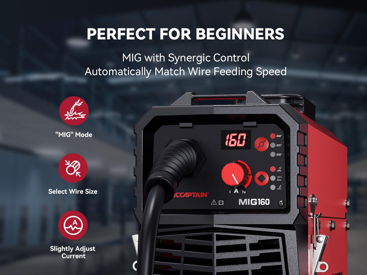ARCCAPTAIN 160A MIG Welder 110V 220V Gasless MIG Flux Core 4-in-1 Multi-Process Welding Machine with IGBT Inverter for Beginners Portable & Compact Black Friday and Cyber Monday Deal, Thanksgiving/Christmas Gifts for Men/Dad ARCCAPTAIN 160A MIG Welder 110V 220V Gasless MIG Flux Core 4-in-1 Multi-Process Welding Machine with IGBT Inverter for Beginners Portable & Compact Black Friday and Cyber Monday Deal, Thanksgiving/Christmas Gifts for Men/Dad