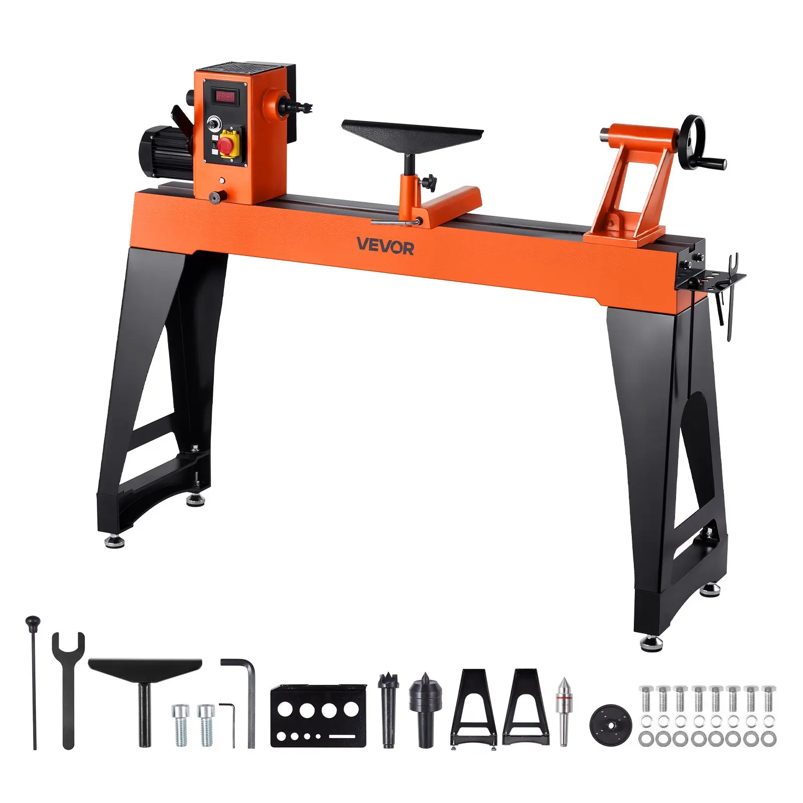VEVOR 1.5 HP Woodworking Lathe Machine, Tool Upgrade, 0-3200 RPM Variable Speed, 16x40 in Cast Iron Workbench, Brushless DC Motor, Tool Rest for Medium-Large Woodworking Projects