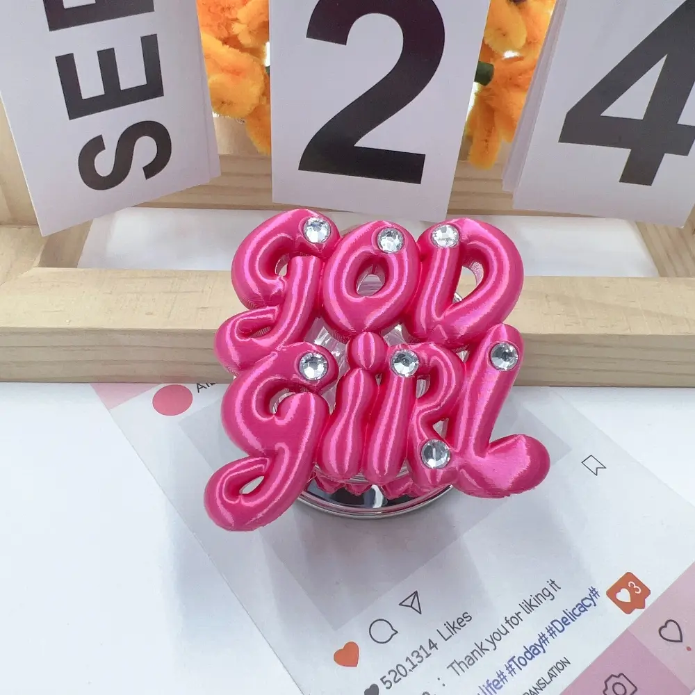 3D Silk Airbag Magnetic Phone Stand God Girl Letter That Girl Letter Viral Hot Selling Universal Cell Phone Holder Base for Desk Bedside Kitchen Office Travel Compatible with iPhone Samsung Android Devices