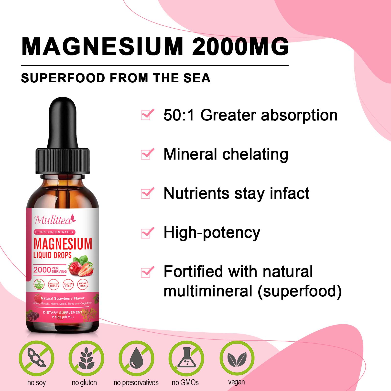 Magnesium Glycinate Liquid Supplement | High Potency Complex with Citrate | Sugar Free, Vegan, Non-GMO | Supports Nervous System, Relaxation, Muscle Recovery & Sleep