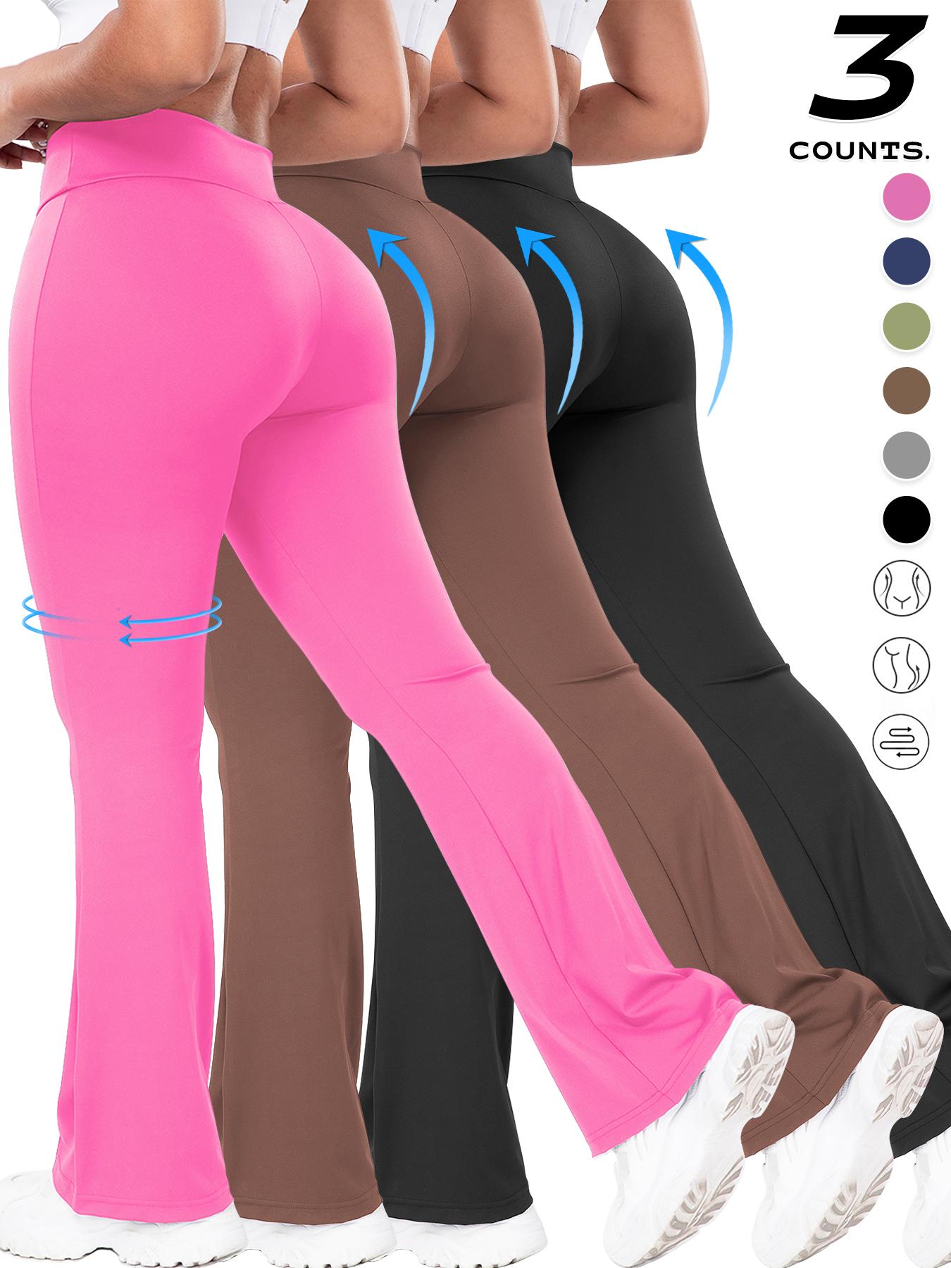 3pcs Women's Cross Waist Elastic Running Pants, Long Wide Leg Sportswear, Comfortable Fashion Design, 3 Pack Sports Trousers, Athleisure Style Pants