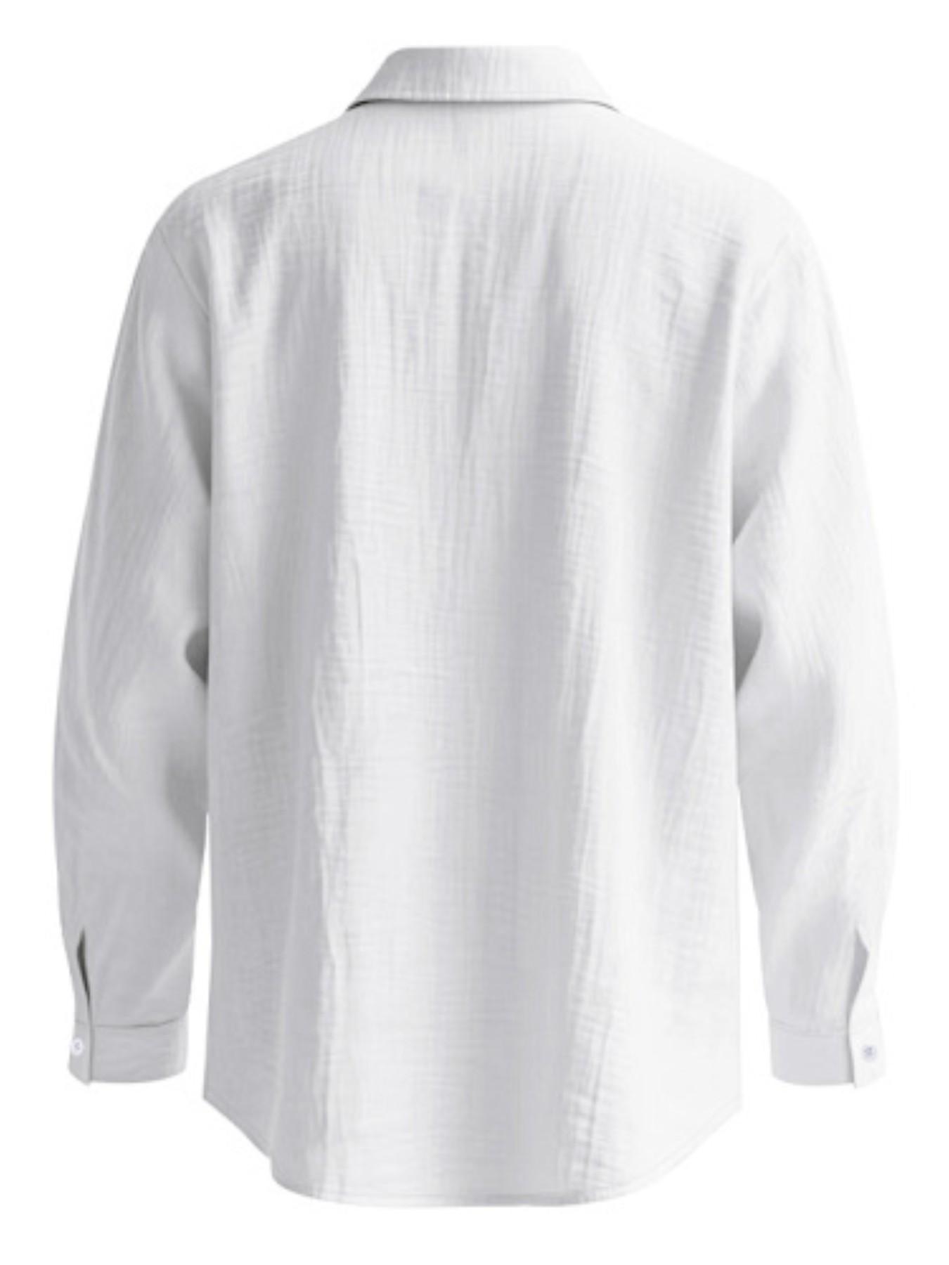 Men's Summer Linen Spread Collar Long Sleeve Shirts! Loose fit for all body types, breathable and skin-friendly without sweatiness, perfect for beach vacations, office wear, and versatile multi-scene outfits