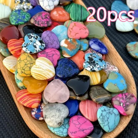 20/30pcs, multi-color heart-shaped crystal, Hand Selected Crystals, rose quartz heart-shaped crystal set - perfect Valentine's Day and Mother's Day gift, DIY jewelry decoration, Crystal Decorative Stones (random color)