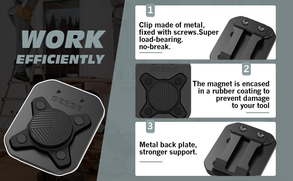 SEESE Magnetic Tool Holder,Clip On Belt Magnet for Screws,Nails,Hammers,Sockets,Pliers,Screwdrivers,Trowels,Drill Bits,Wrenches &More Heavy Duty