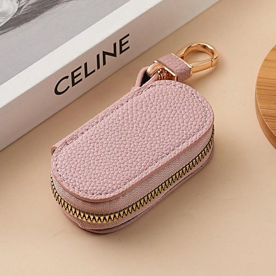 Women's Lychee Pattern Key Bag, Solid Color Design, Universal Fit, Large Capacity Storage, Ideal for Daily Use & Organizing Keys