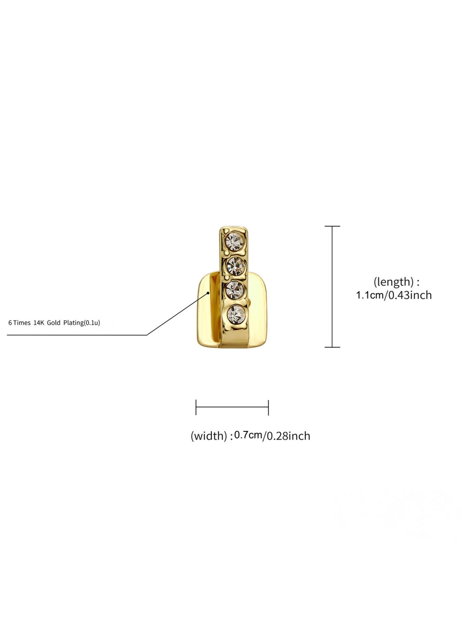 Single Tooth Bar Grillz, Daily Streetwear Sparkling Diamond Gold Teeth Hip Hop Versatile Cross-Border Accessory