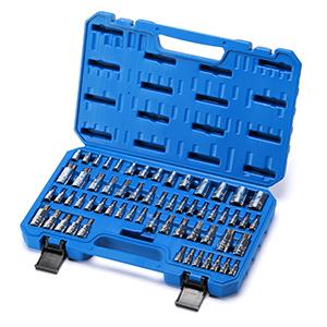 CASOMAN Master Torx Bit Socket and External Torx Socket Set, 60-Piece Set, S2 and Cr-V Steel，E4-E24, T6-T70,TT6-TT70,TP8-TP60 Hand Tools Wrench