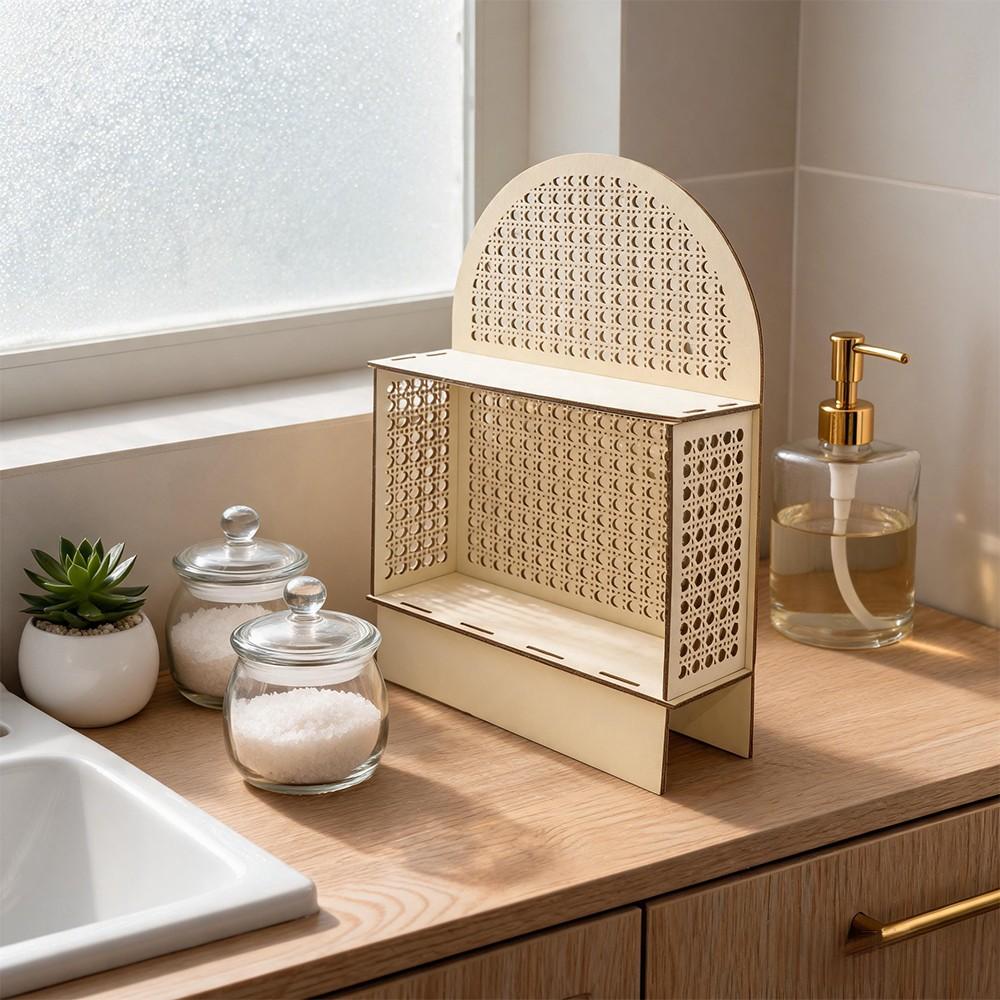 Arched Round Wooden Decorative Storage Rack, Multi-Layer Organizer for Desktop, Window Shelf, Balcony, Succulents, Aromatherapy, Cosmetics, Decor