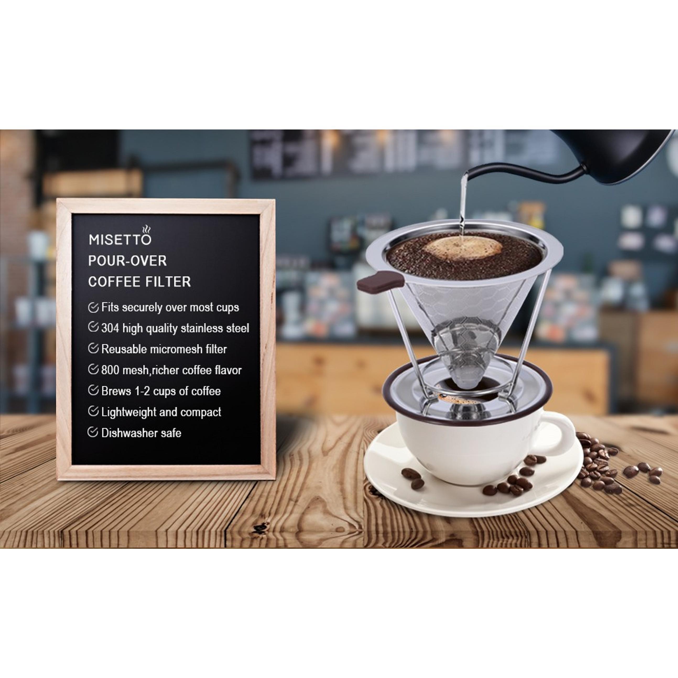Pour Over Coffee Dripper, Stainless Steel Filter,Easy to Clean Paperless pour over coffee maker,Reusable Filter,Cone Dripper with Removable Cup Pour Over Coffee Dripper, Stainless Steel Filter,Easy to Clean Paperless pour over coffee maker,Reusable Filter,Cone Dripper with Removable Cup