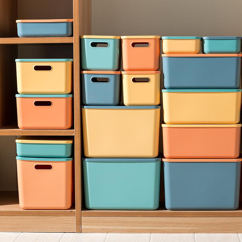 Stackable Storage Boxes with Handles, Waterproof PP Container, Multi-Color Flip Lid, Transparent Window, Ideal for Crafts, Snacks, Desk Organization, Durable Storage Organizer