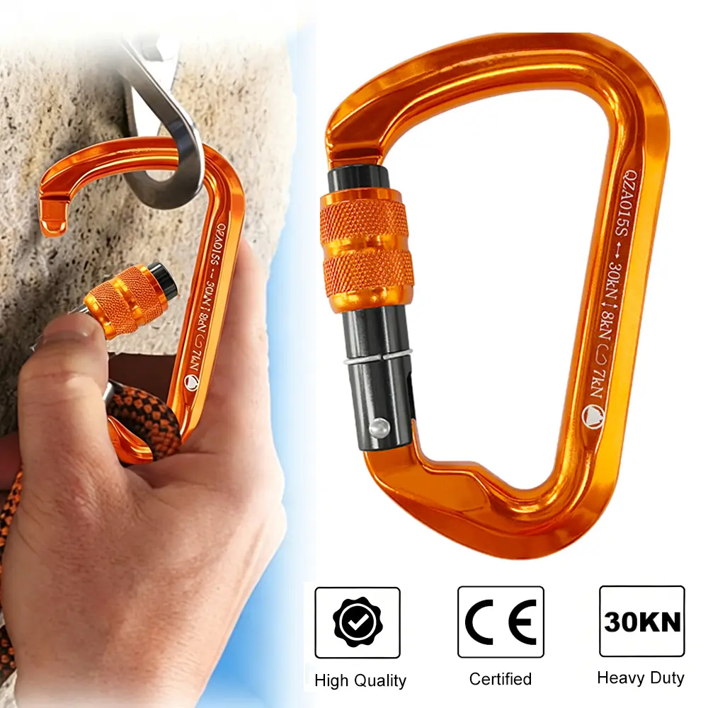 Heavy Duty Locking Carabiner Clip - 30KN D-Ring Twist Lock Carabiner, Large Caribiniers for Hammocks, Rigging, Gym, Ropes