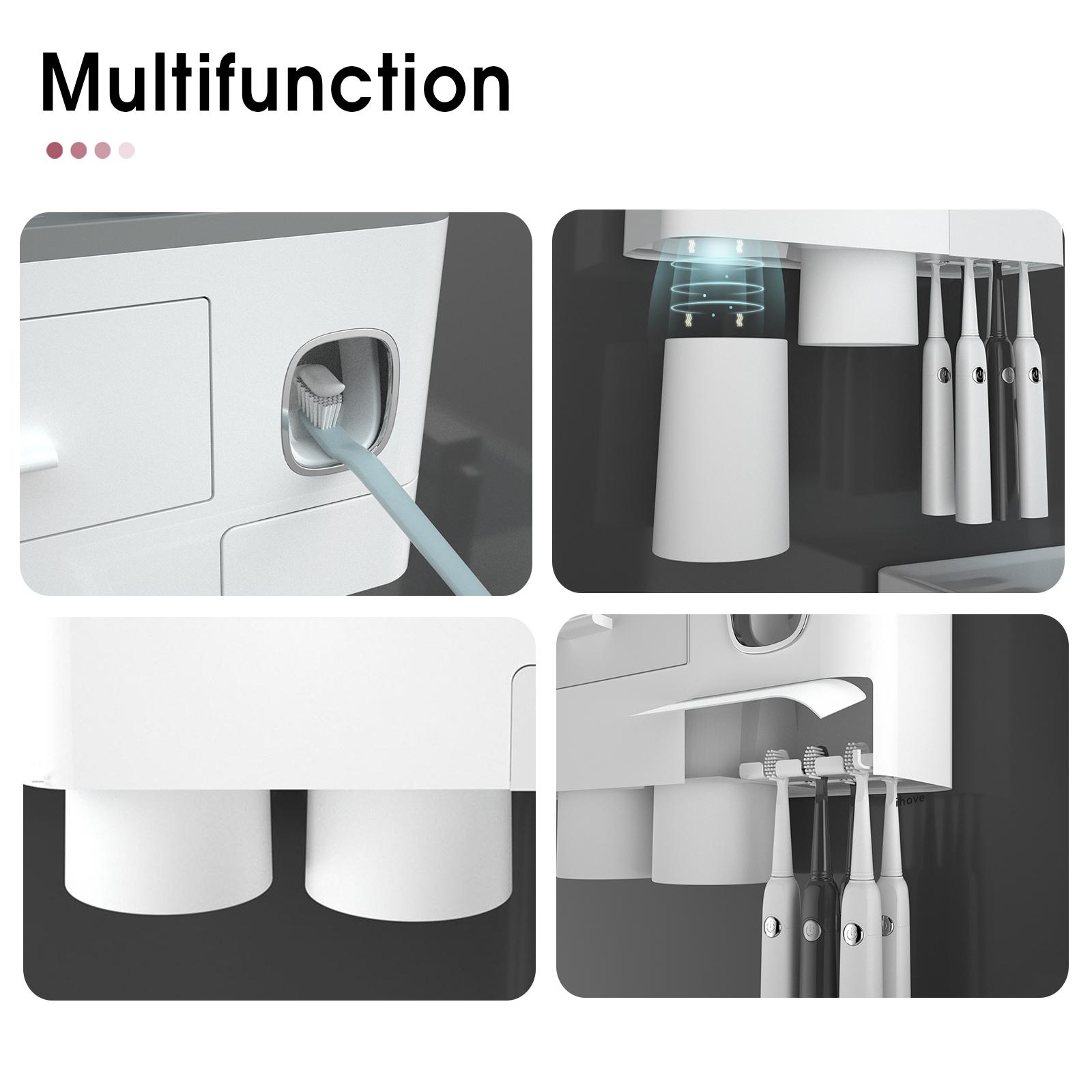 iHave Toothbrush Holders for Bathrooms, 2 Cups Toothbrush Holder Wall Mounted with Toothpaste Dispenser - Large Capacity Tray, Cosmetic Drawer - Bathroom Decor & Bathroom Accessories iHave Toothbrush Holders for Bathrooms, 2 Cups Toothbrush Holder Wall Mounted with Toothpaste Dispenser - Large Capacity Tray, Cosmetic Drawer - Bathroom Decor & Bathroom Accessories