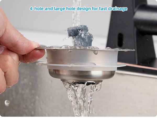 Kitchen Sink Drain Strainer 3 in 1, 304 Stainless Steel Pop Up Sink Stopper, Anti-Clogging Sink Drain Strainer for US Standard Kitchen Drain