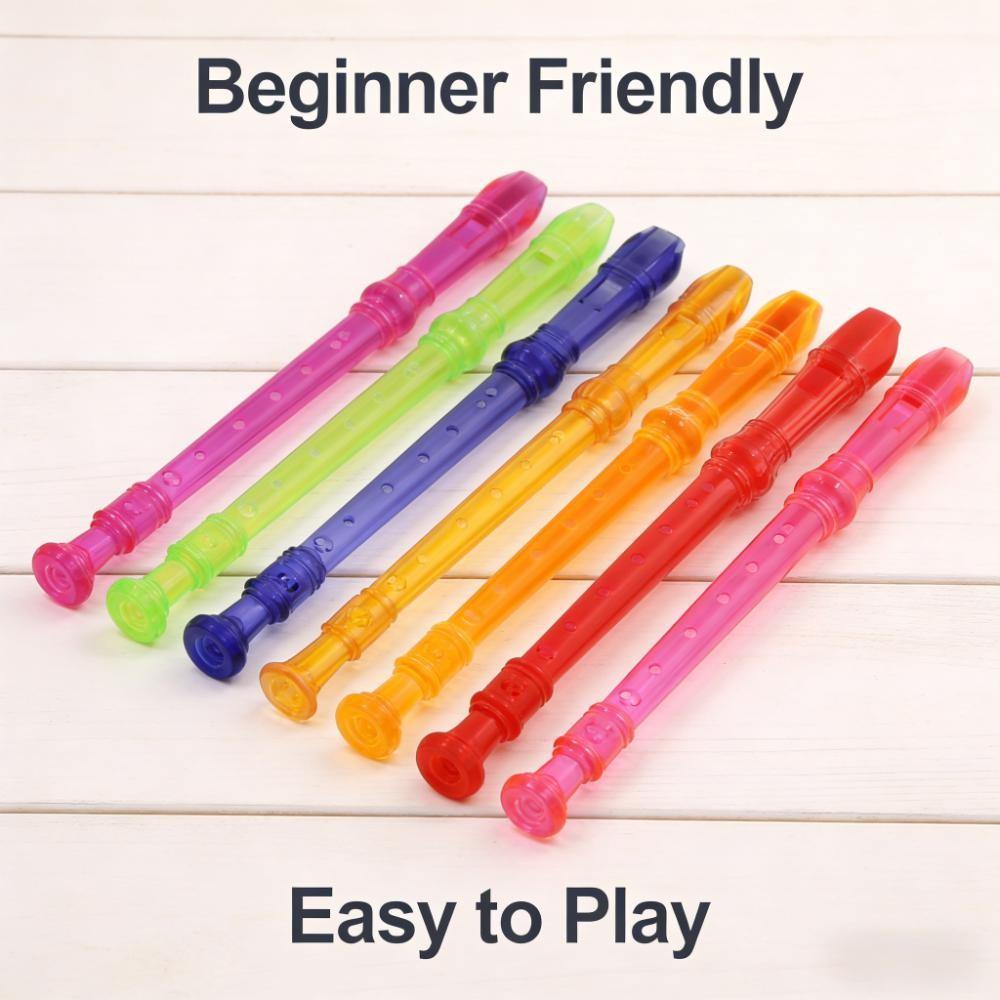 Transparent 8 Hole Recorder Flute Soprano C Key Easy Play Clear Plastic Wind Musical Instrument for Beginner Student Kids Practice School Music Teaching Classroom Daily Learning