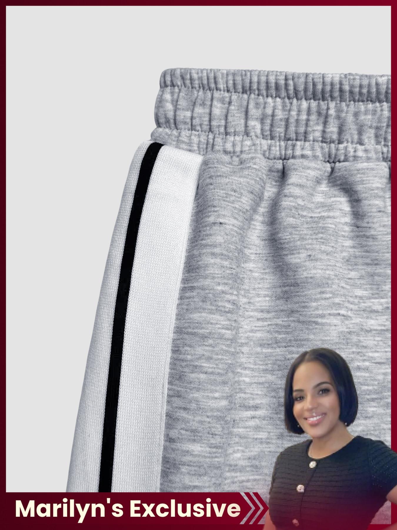 【Marilyn's Exclusive】Valentine's Day Women's Striped Print Blazer Jacket & Wide Leg Pants Set, Casual Fitted Suit for All Seasons, Stylish Ladies' Clothing Ensemble