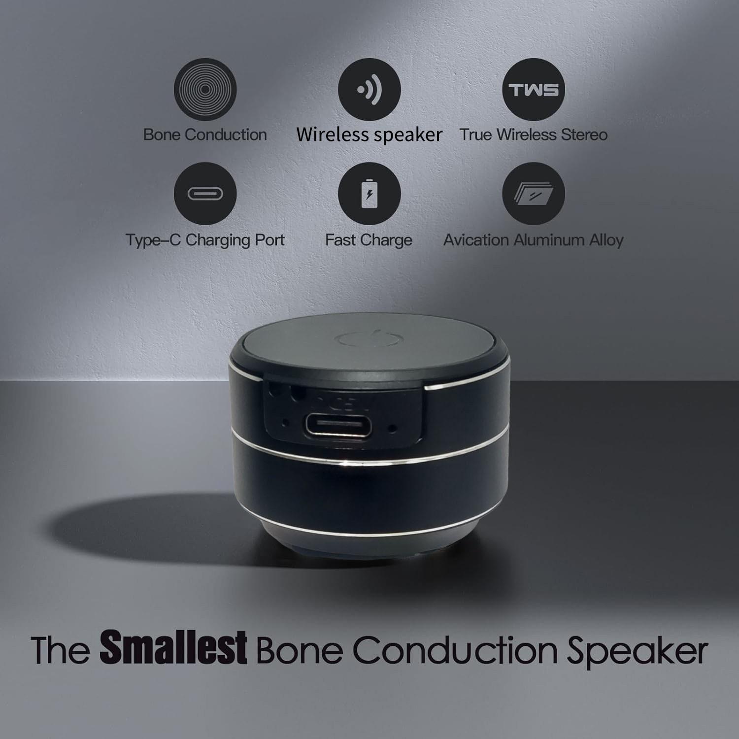 Mini Bone Conduction Speaker, Wireless Desktop Speaker with Suction Cup, TWS Small Speaker, Stereo Sound, Perfect Gift for Friends and Family