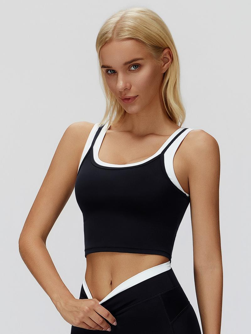 New Cross-Border Two-Piece Separated Vest Colorblock Nude Feel Fashion Casual Top Running Sports Bra, Stylish and Comfortable