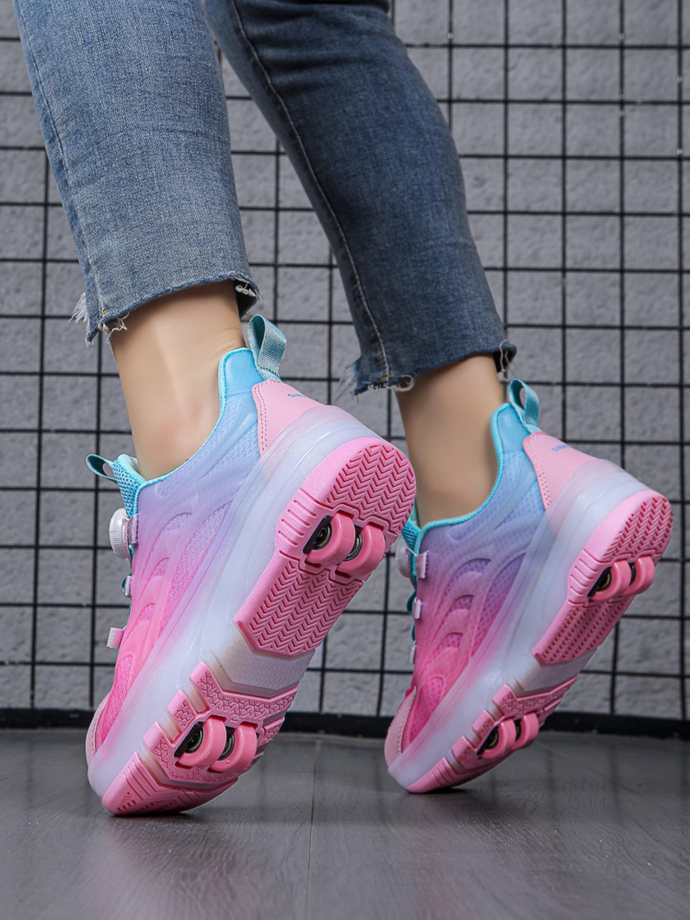 Colorful Straight Line Roller Skates, Unisex Student Sports Shoes, Walking Casual Shoes, Detachable Four-Wheel Design, Shoes with Wheels