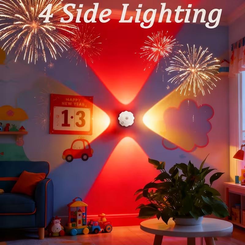 1Pc 4-Head Cat Eye LED Wall Light, Motion Sensor & Touch Control, RGB Color Adjustable USB Rechargeable Night Light, Wall-Mounted for Living Room Bedroom Closet, Suitable for Christmas, Valentine's Day and Halloween atmosphere decoration
