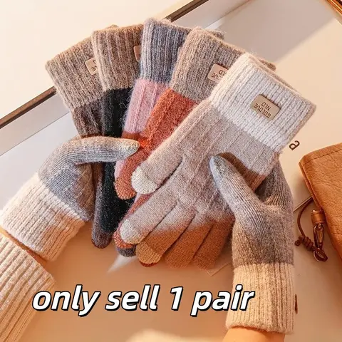 Winter Warm Knit Gloves for Men & Women, Windproof Touchscreen Five-Finger Design, Breathable Cycling Skiing Outdoor Sports Gift Ideas, Outdoor Activity Gloves