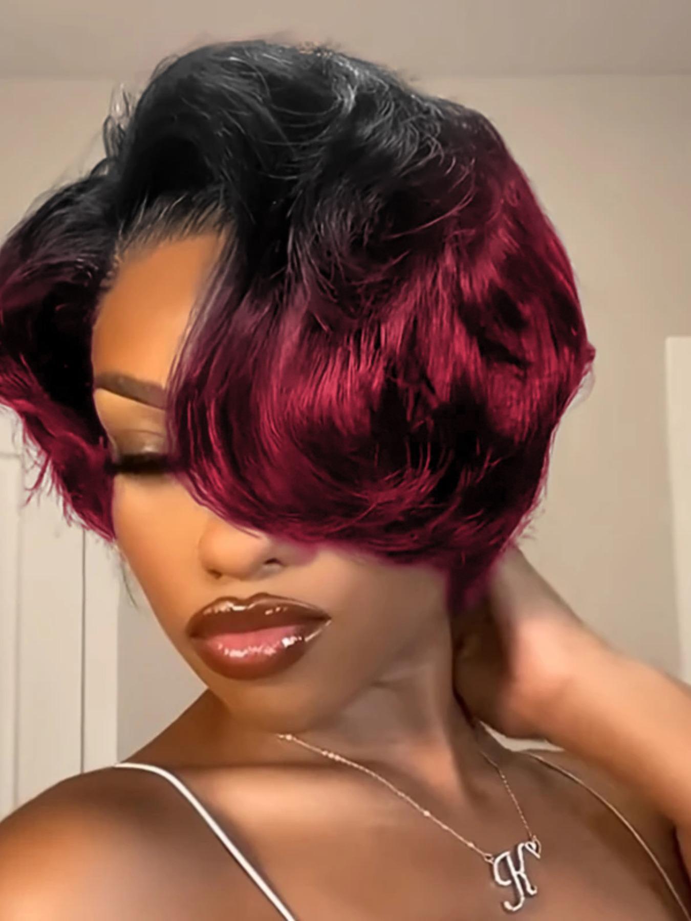 13x4 Transparent Lace Short Pixie Bob Cut Wig Human Hair  display picture 1