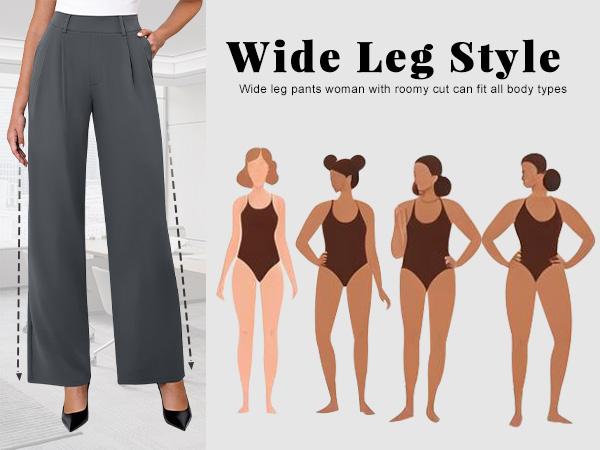 Dlooda Womens Wide Leg Dress Pants Stretchy High Waisted Work Pants Business Casual Office Trousers with Pockets