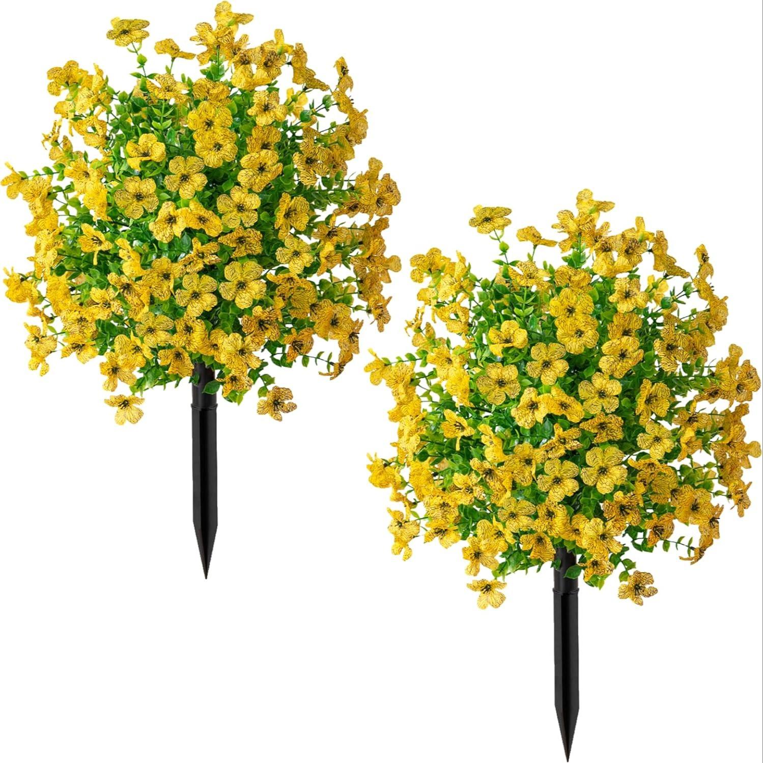 21 Inch Artificial Flower Stake Outdoor Decor - Multi-Color Garden Stakes for Yard & Lawn, No Fade Heavy Duty Plastic, All Season Decoration (Mixed Color)
