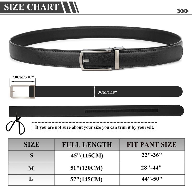2-Pack Genuine Leather Ratchet Belts For Men Adjustable Belt Men's Dress Belt With Alloy Automatic Buckle 2-Pack Genuine Leather Ratchet Belts For Men Adjustable Belt Men's Dress Belt With Alloy Automatic Buckle