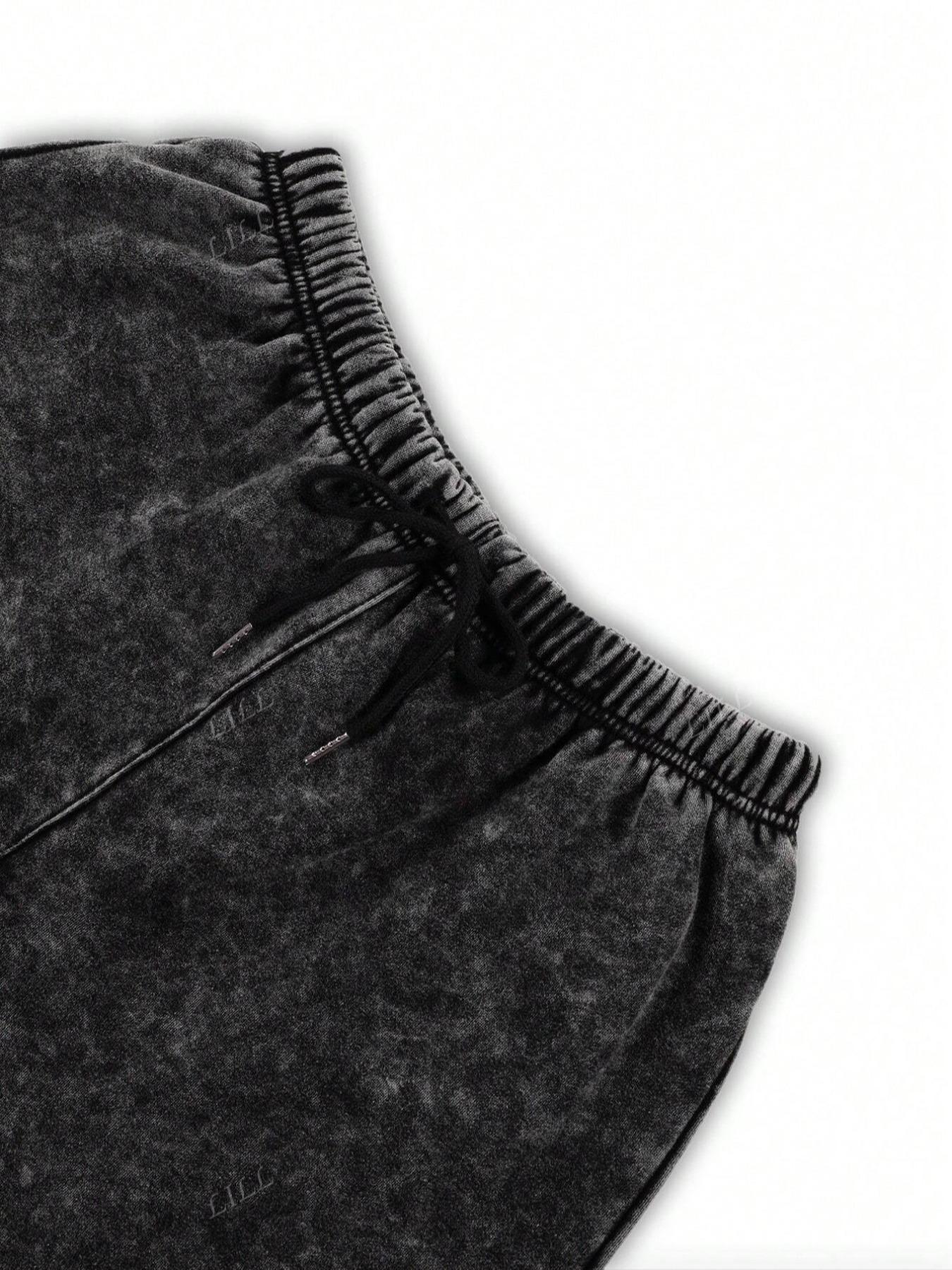 Cotton, women's vintage distressed "GOD IS GOOD" letter print, plush round neck sweatshirt and plush trousers two-piece set, loose casual long-sleeved pullover and elastic trousers, autumn and winter daily wear, plush suit