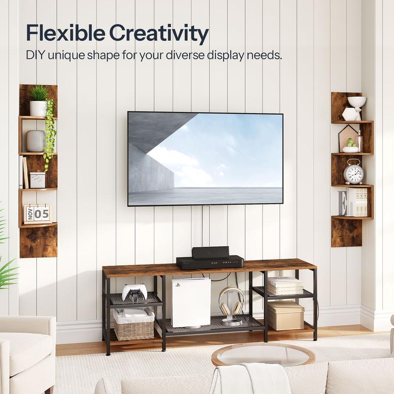 HOOBRO Snake Floating Corner ShelvesSet of 2, 4-Tier Wall-Mounted Corner Bookshelves for Living Room, Bedroom, Bathroom, Home Office Decor HOOBRO Snake Floating Corner ShelvesSet of 2, 4-Tier Wall-Mounted Corner Bookshelves for Living Room, Bedroom, Bathroom, Home Office Decor