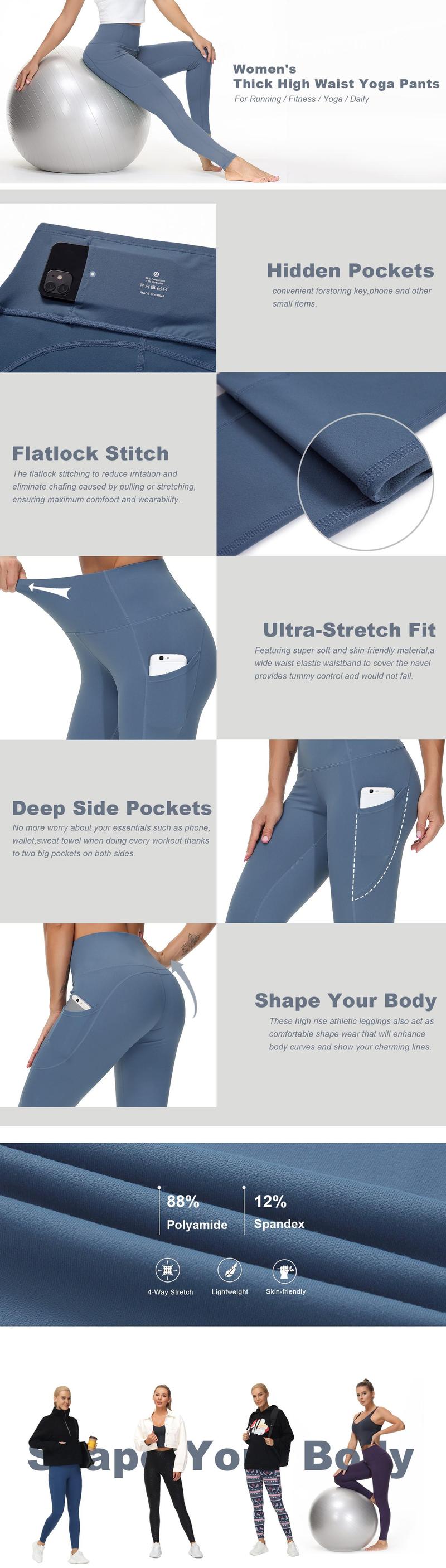 THE GYM PEOPLE 2 Piece High Waist Yoga Pants with Pockets Tummy Control for Postpartum & Gym-to-Office Women Ultra-Stretch Breathable Athletic Bottoms
