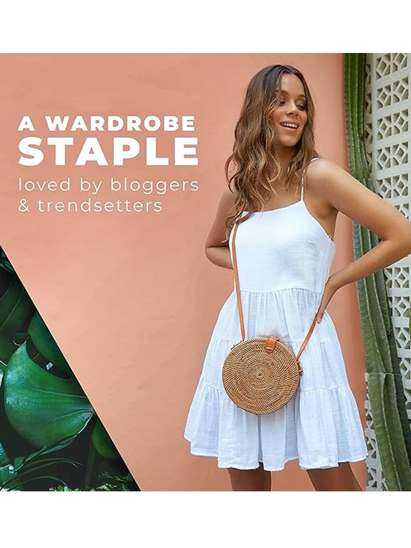 Round Rattan Bag for Women - Handmade Ata Wicker Woven Purse - Circle, Square, Oval Brown Straw Boho Bags | Handmade, Ata, Woven, Straw, Bags