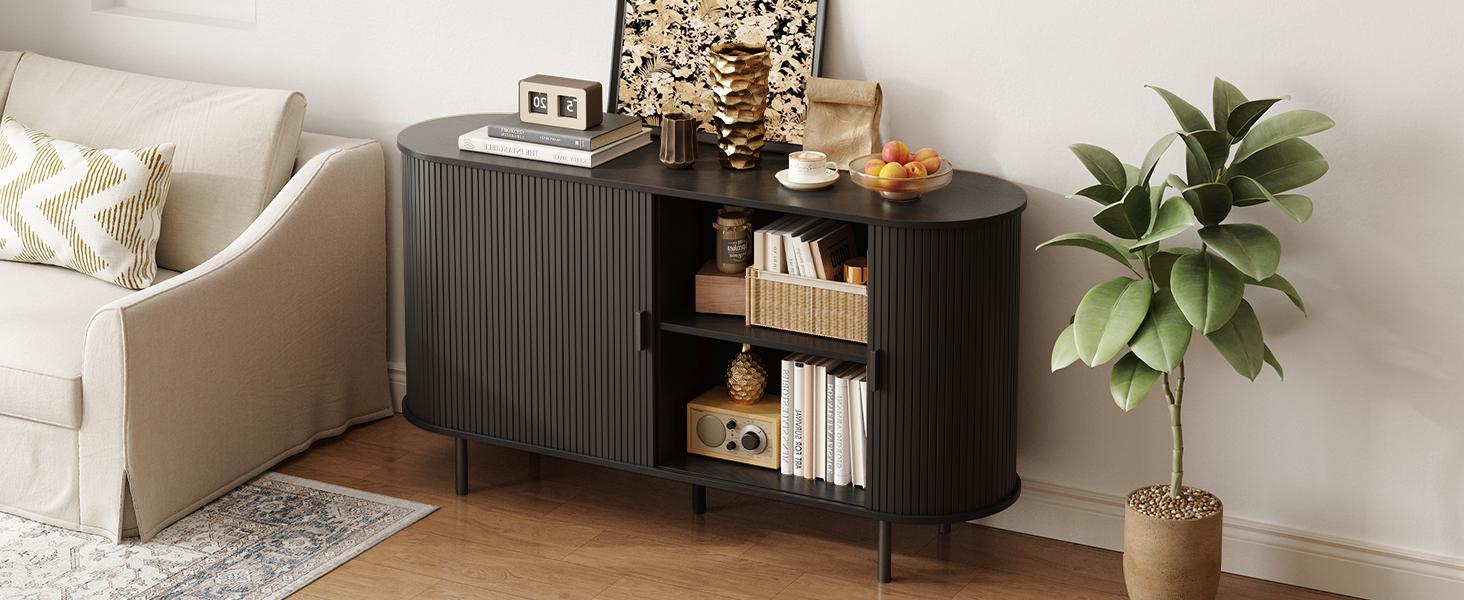 【SPOTLIGHT DAY】ONBRILL 55'' Sideboard Storage Cabinet with Doors and Shelves, Credenza Storage Cabinet for Office, Bedroom Storage Cabinet, Hallway Storage Cabinet, Console Storage Cabinet