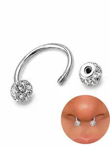 Nose Ring with Crystal Ball Ends – Elegant Septum Jewelry for Women, Trendy Piercing Accessory, Hypoallergenic & Fashionable Daily Wear"