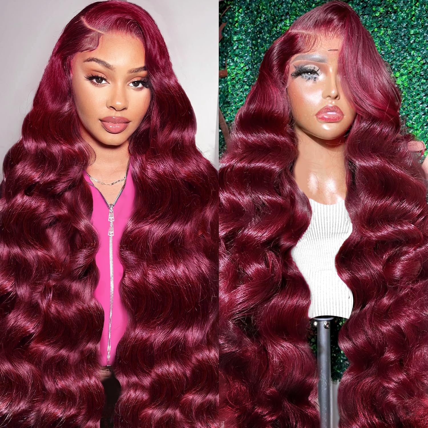 [Bling Hair ]99J Burgundy Lace Front Human Hair Wig Body Wave Red Colored Wigs Brazilian 13x6 Lace Frontal Wigs On Sale Clearance For Women