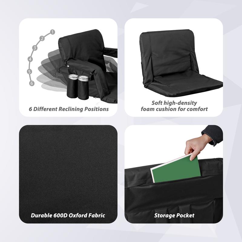 ZENY Portable Heated Stadium Seats for Bleachers 6 Reclining Folding Stadium Chair Waterproof Bottom