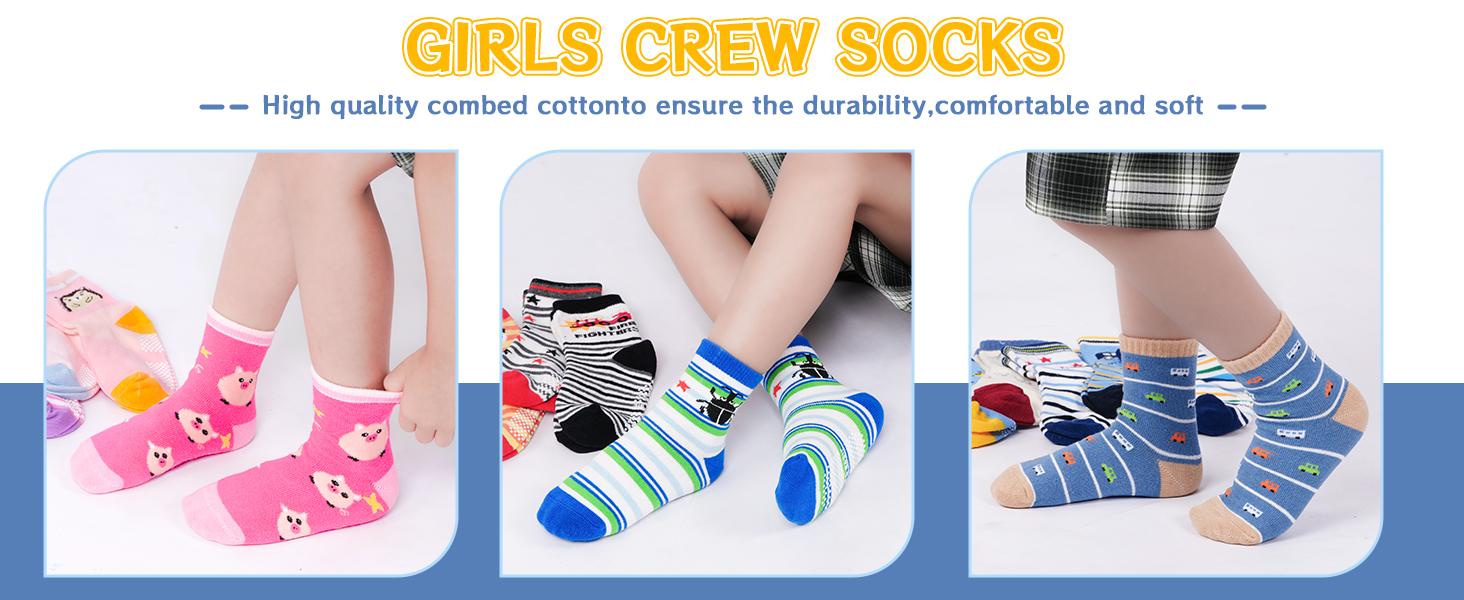 Toddler Grip Socks, 12-Pair Non-Slip Cotton Socks for Boys & Girls, Soft Anti-Skid Socks with Grippers for Ages 1-7T