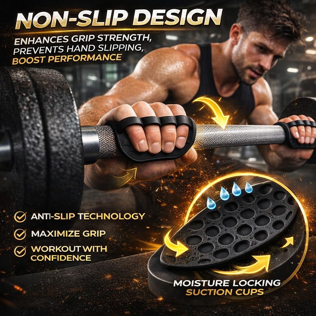 Anti‑Slip Silicone Grip Pads for Weightlifting & Gym • Palm Protection Hand Grips for Dumbbells, Kettlebells, Pull‑Ups & Barbell Training • Enhance Grip Strength • No Calluses • Sweat‑Proof Fitness Accessory