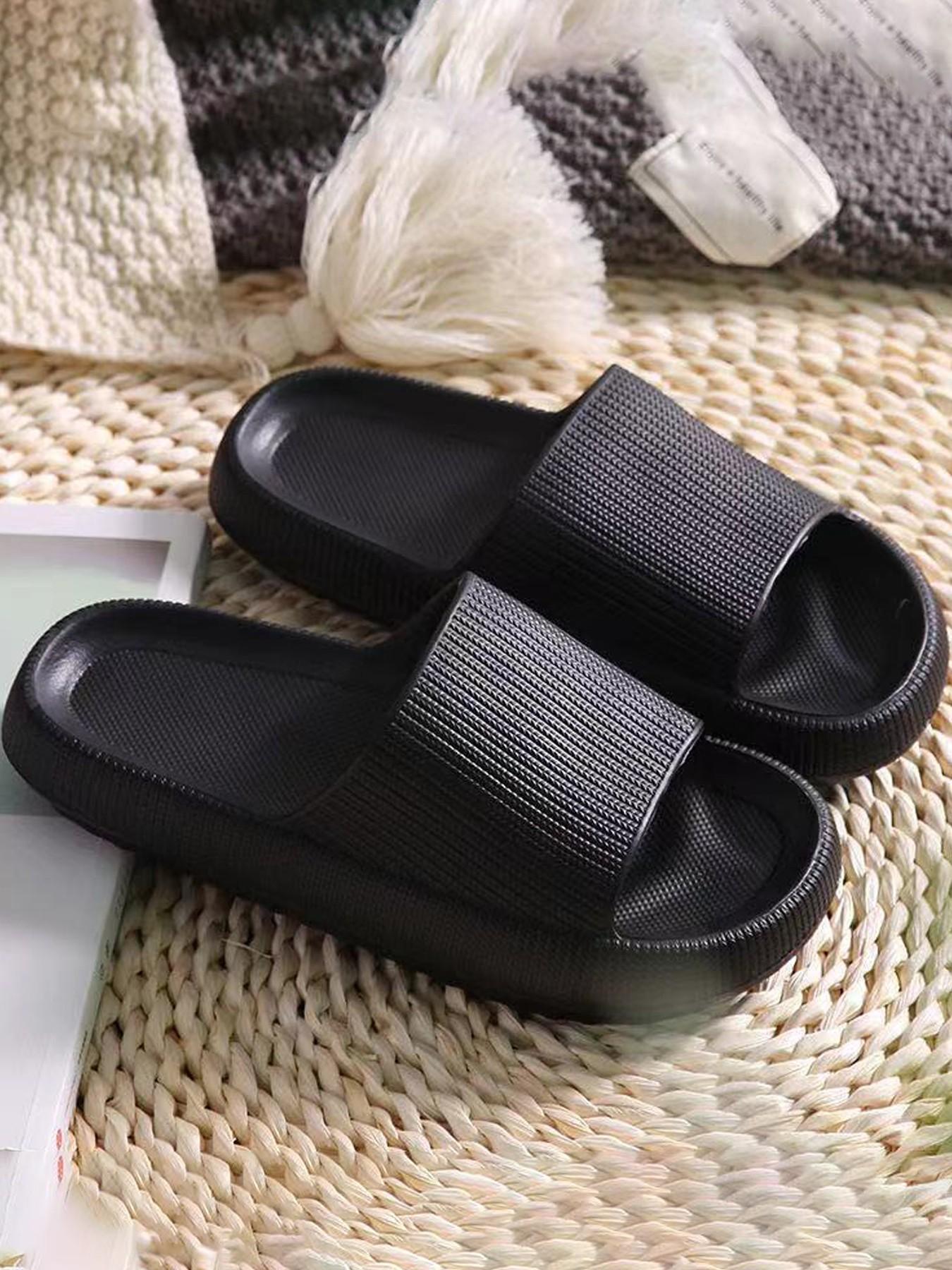 Unisex Striped Slippers, Summer New Minimalist Classic Home Slippers, Casual Daily Wear, Thick Sole Breathable Soft Comfort