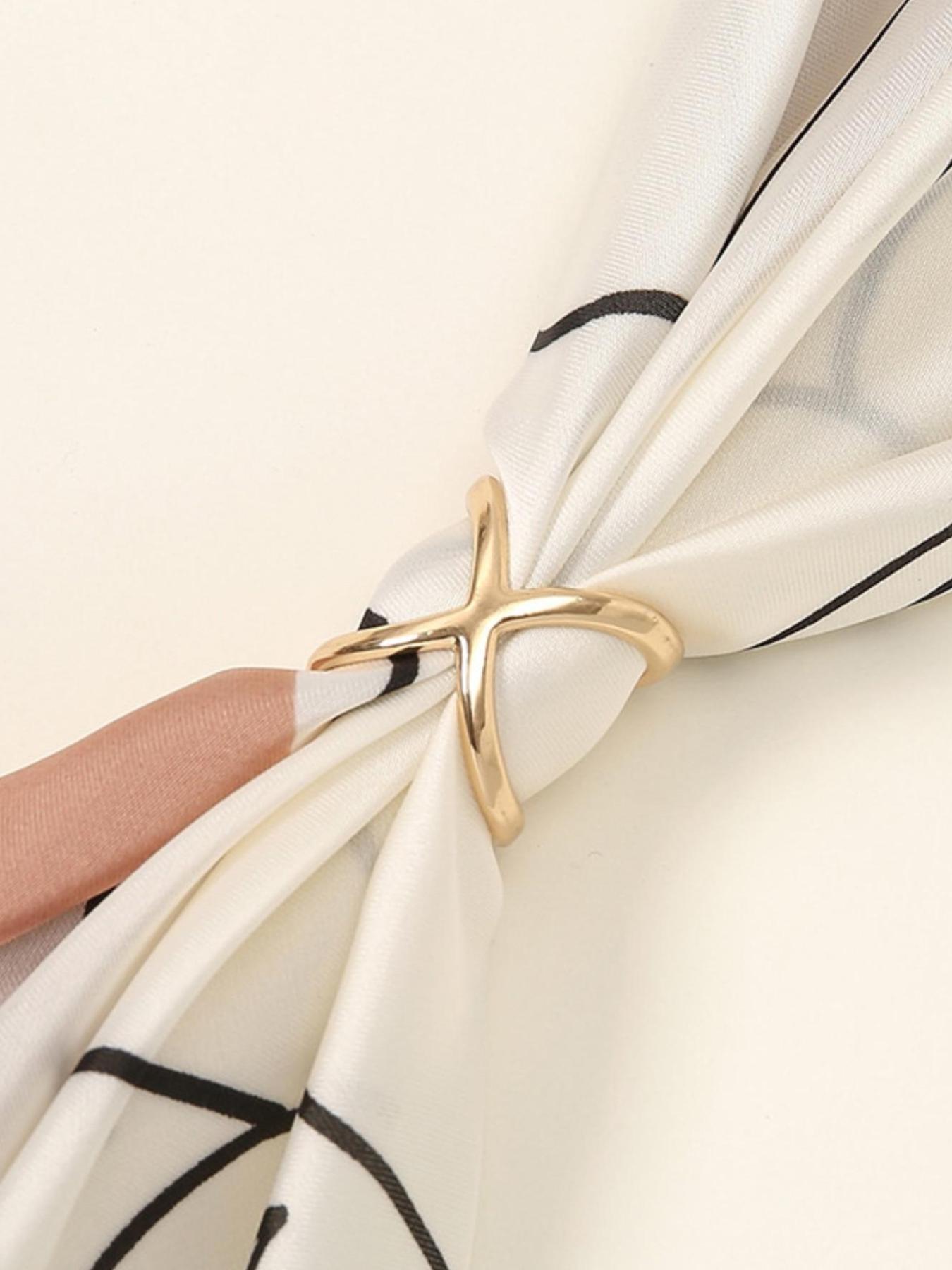 X Shaped Scarf Clip, Fashionable Cross Design Scarf Holder, Casual and Versatile Scarf Accessories for Women & Men, Trendy All-match & Exquisite Scarf Holder for Birthday Gift, Cinch Clips, French Pin