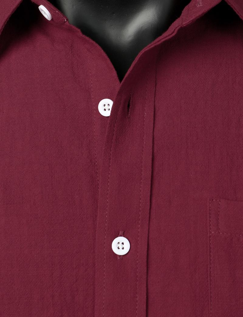 ZEROYAA Men's Fitted Cotton Linen Casual Short Sleeve Button Up Shirts Lightweight Beach Tops with Pocket