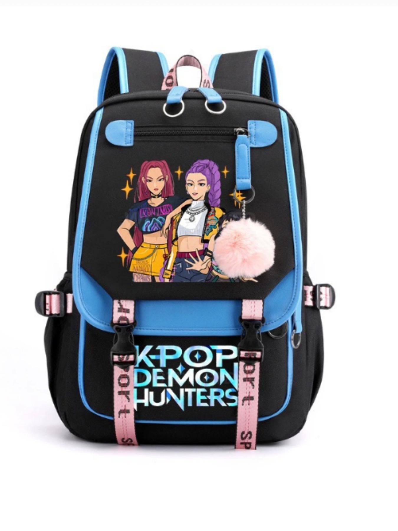 Korean Kpop Monster Hunter Movie Cartoon Print Backpack, School Bag for Students, Dual-Shoulder Design, All Seasons Use