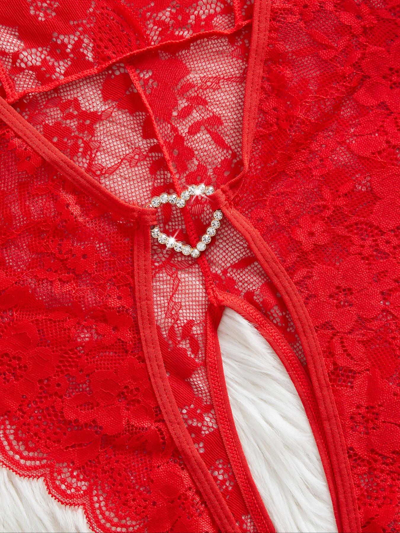 Women's Sexy Lace Backless Bodysuit, Adjustable Straps, Crisscross Design, Rhinestones Detailing, Fitted & Thin Fabric, All Season Wear