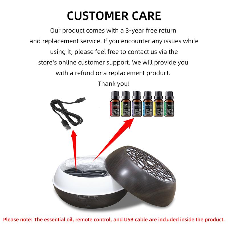 500ml Diffuser, 6 Soothing Oils, 7 Mood Lights , Auto-Off & Whisper-Quiet for Better Sleep & Stress Relief